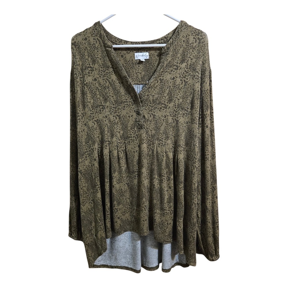 Women's BOHO Hippie Hi/Lo Green XL‎ Long Sleeve Pullover